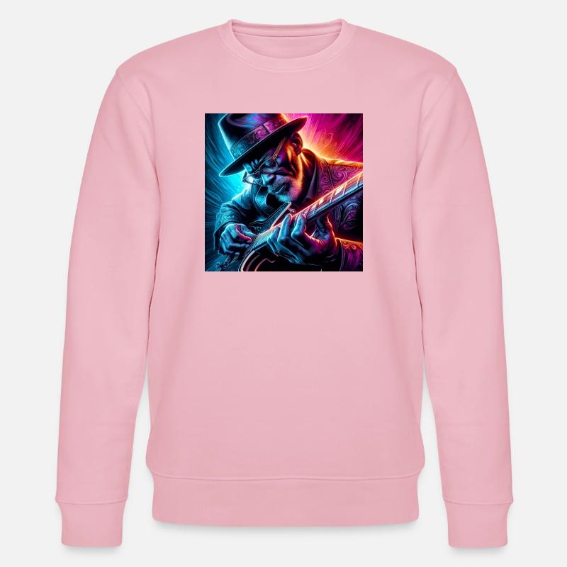 Retro Neon Effekte Gitarrist - Stanley/Stella Unisex Bio-Sweatshirt CHANGER - Hellrosa