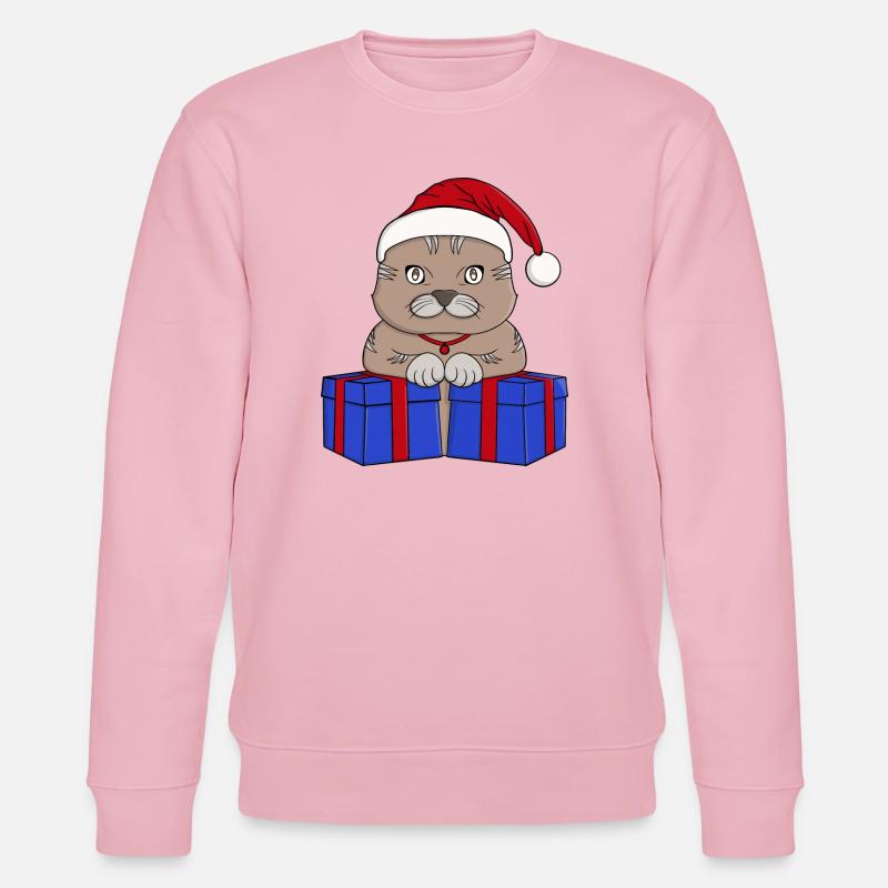 Süßes Weihnachtsmann-Kätzchen - Stanley/Stella Unisex Bio-Sweatshirt CHANGER - Hellrosa