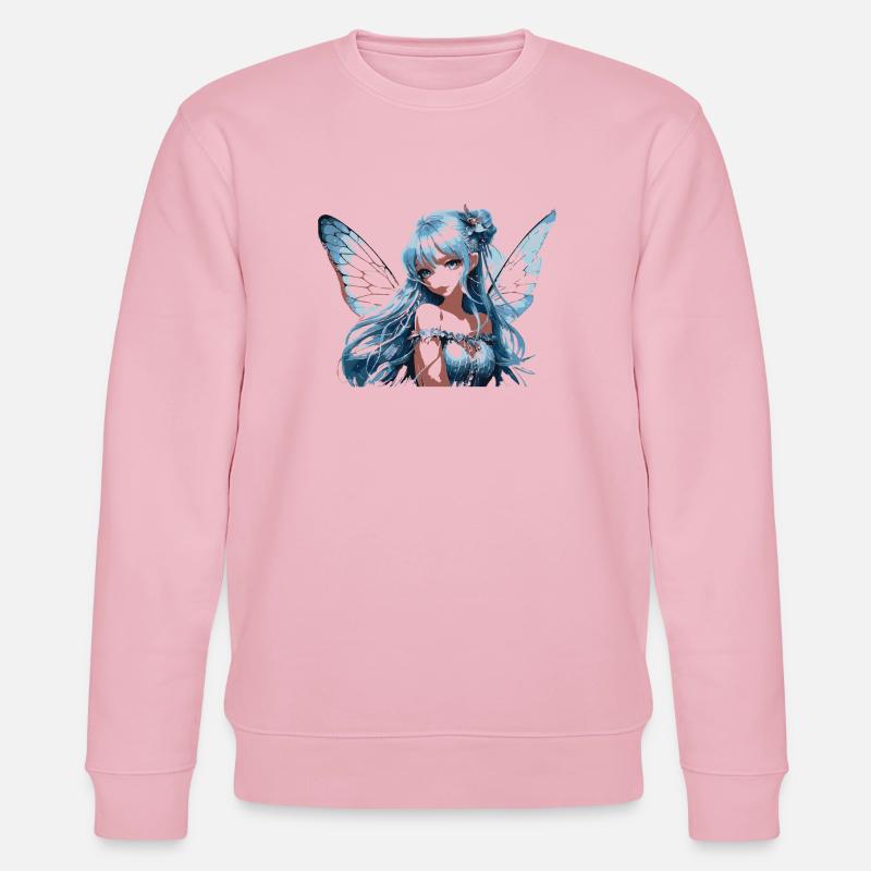 Blauer Feenflügel mit Blumen - Stanley/Stella Unisex Bio-Sweatshirt CHANGER  - Hellrosa
