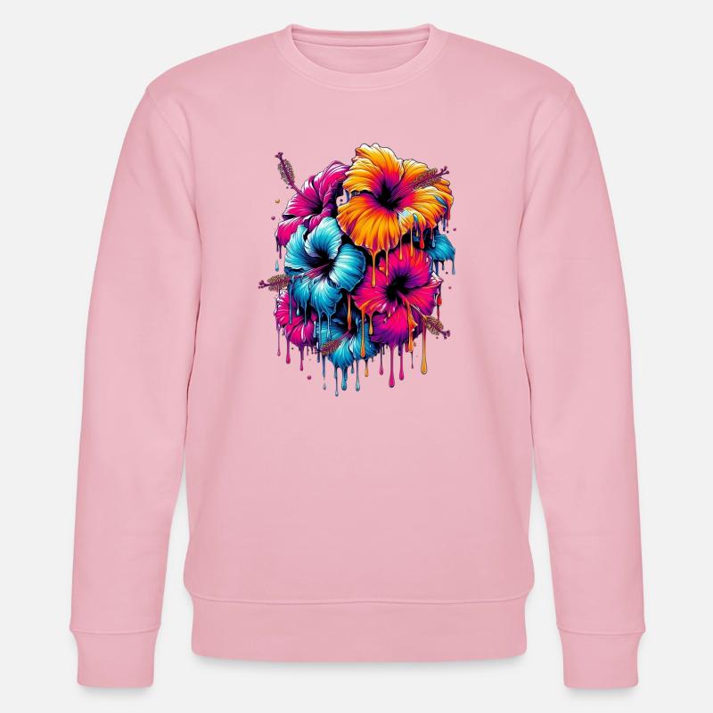 Hibiskusblüten - Stanley/Stella Unisex Bio-Sweatshirt CHANGER  - Hellrosa