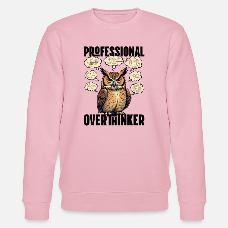 Professional Overthinker – Eule mit Gedankenblasen - Stanley/Stella Unisex Bio-Sweatshirt CHANGER - Hellrosa