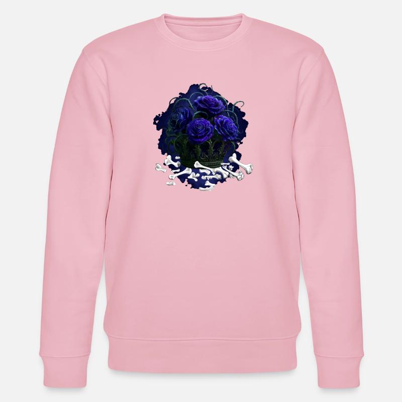 Ranken-Krone und Menschenknochen, gothic design - Stanley/Stella Unisex Bio-Sweatshirt CHANGER  - Hellrosa