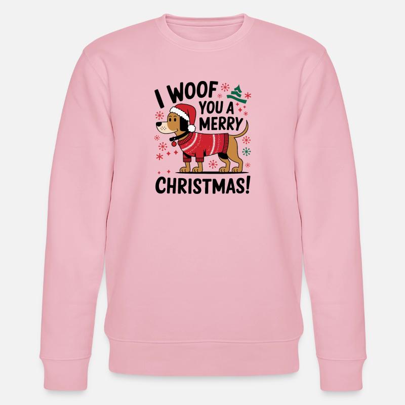 Festlicher Hund im Weihnachtspullover - Stanley/Stella Unisex Bio-Sweatshirt CHANGER  - Hellrosa