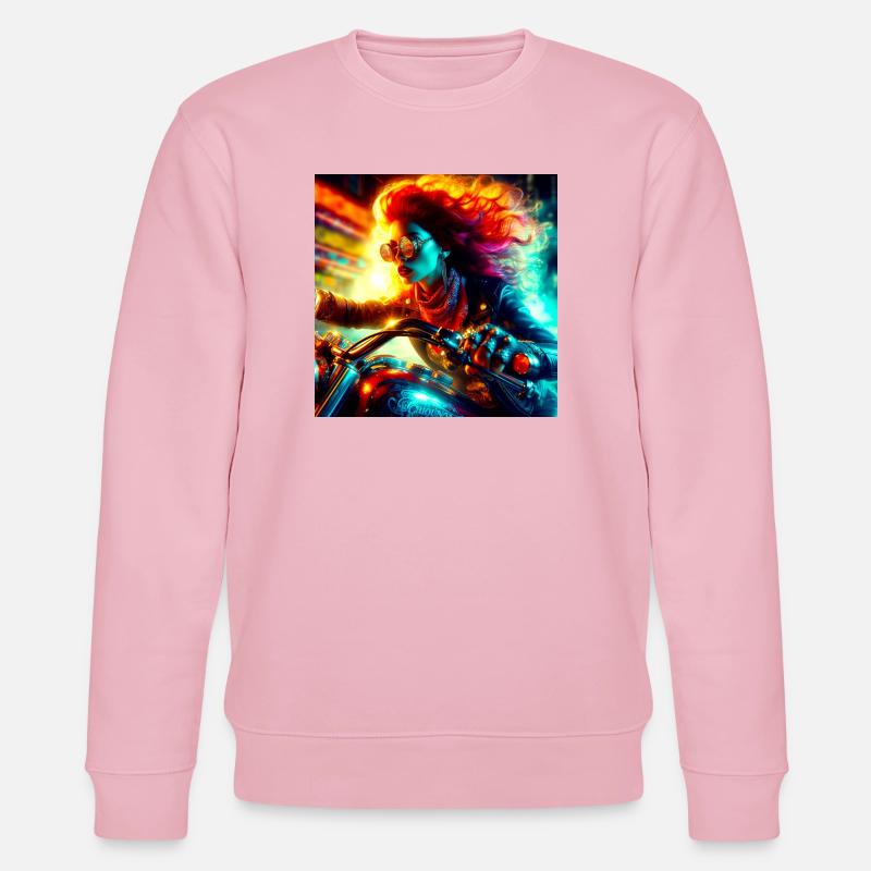 Cyberpunk Motorrad - Stanley/Stella Unisex Bio-Sweatshirt CHANGER  - Hellrosa