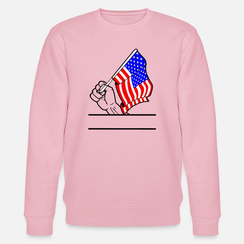 Flagge USA transparenter Fausttextraum - Stanley/Stella Unisex Bio-Sweatshirt CHANGER  - Hellrosa