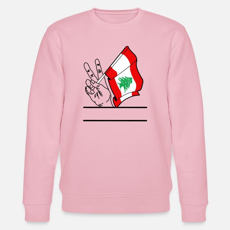 Flagge Libanon transparentes Peace-Zeichen Textfeld - Stanley/Stella Unisex Bio-Sweatshirt CHANGER  - Hellrosa
