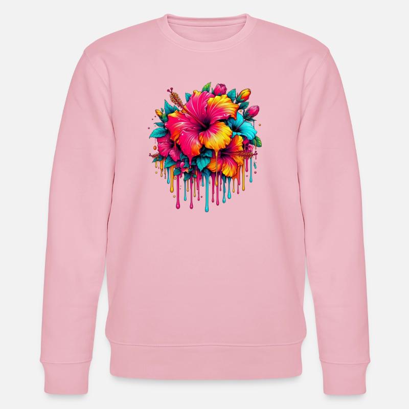 Hibiskusblüten - Stanley/Stella Unisex Bio-Sweatshirt CHANGER  - Hellrosa
