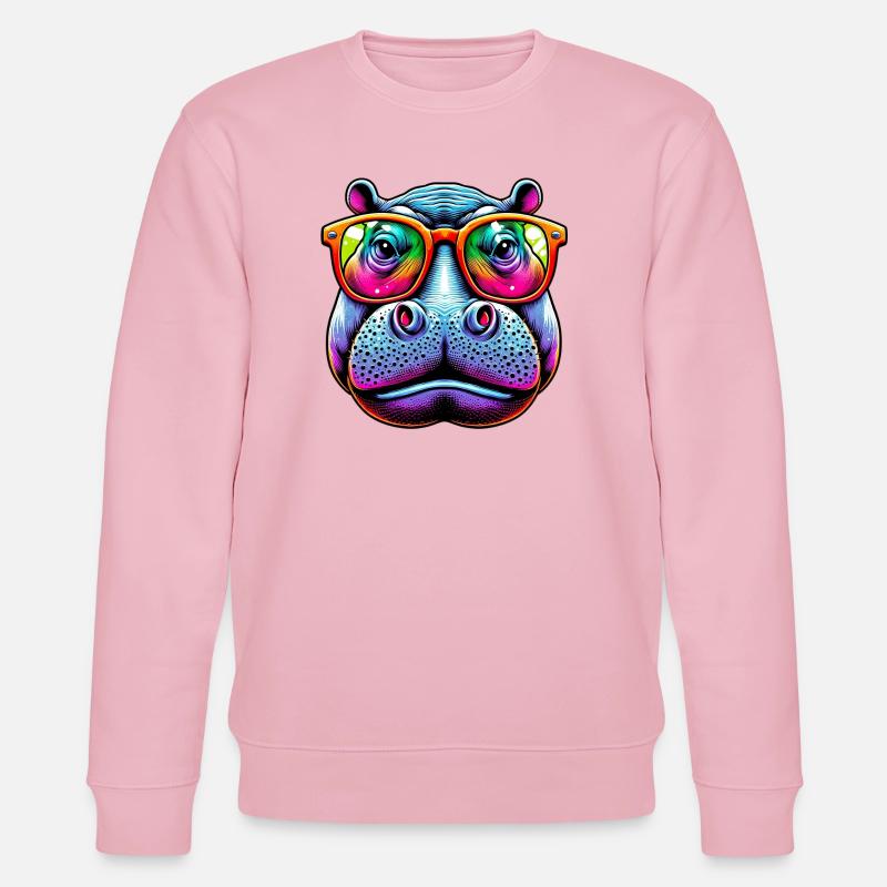 Nilpferd mit Sonnenbrille - Stanley/Stella Unisex Bio-Sweatshirt CHANGER  - Hellrosa