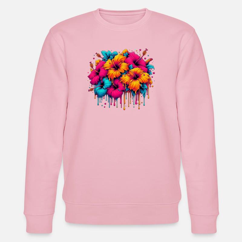 Hibiskusblüten - Stanley/Stella Unisex Bio-Sweatshirt CHANGER  - Hellrosa