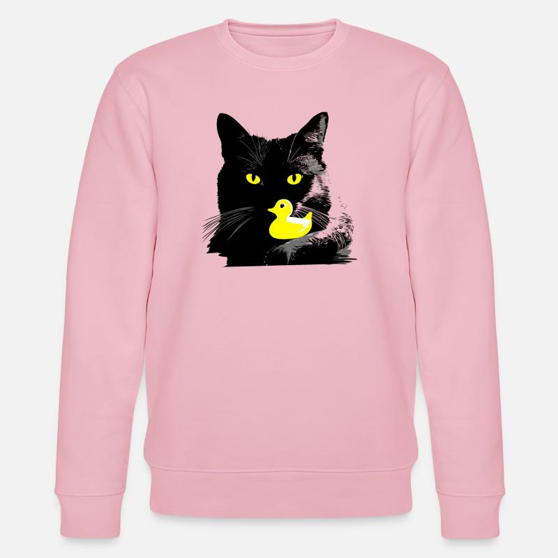 Chat noir avec canard couinant - Sweat bio CHANGER Stanley/Stella Unisexe - rose pâle