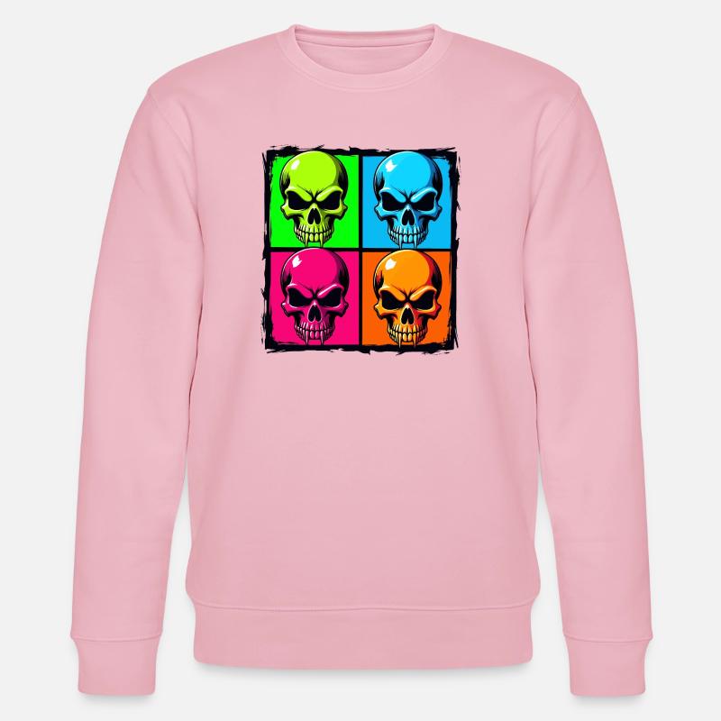 Bunte Totenköpfe - Stanley/Stella Unisex Bio-Sweatshirt CHANGER  - Hellrosa