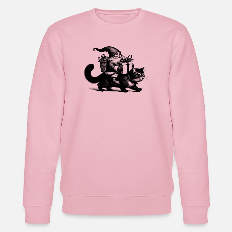 Zwerg auf Katze - Stanley/Stella Unisex Bio-Sweatshirt CHANGER  - Hellrosa