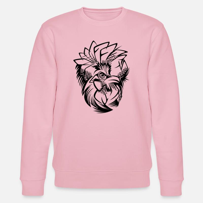 🖤 Stylish Rooster Head – Sketching Design - Stanley/Stella CHANGER Unisex Organic Sweatshirt - cotton pink