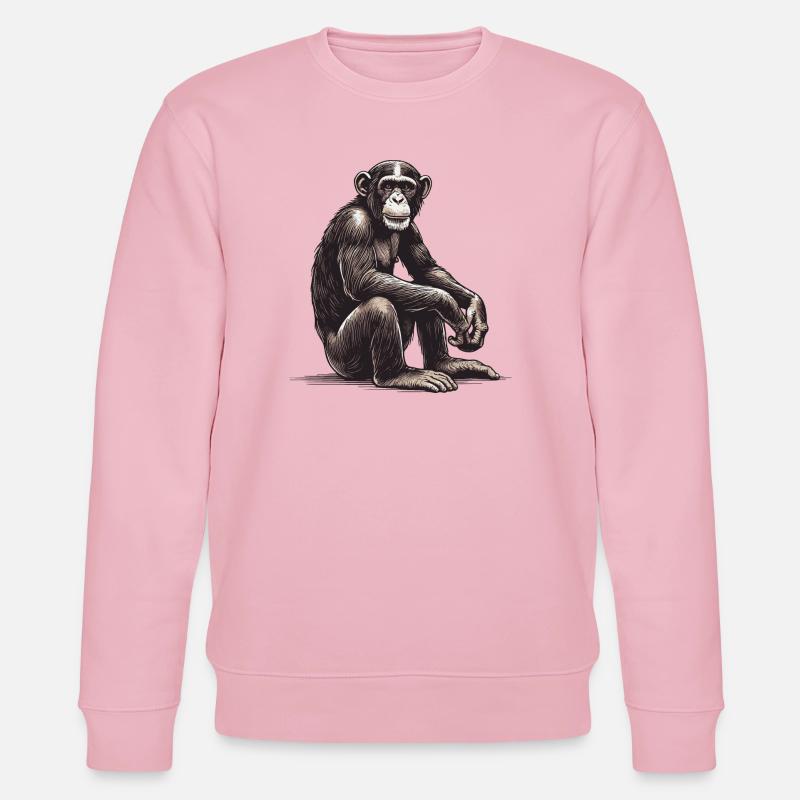 Schimpanse - Stanley/Stella Unisex Bio-Sweatshirt CHANGER  - Hellrosa