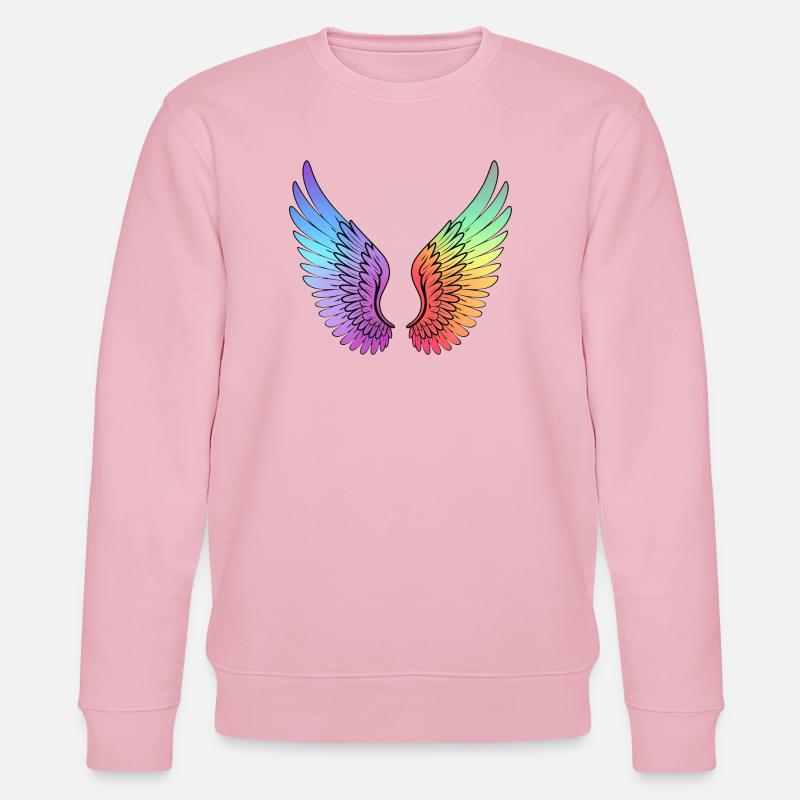 Rainbow Gradient Wings - Stanley/Stella CHANGER Unisex Organic Sweatshirt - cotton pink