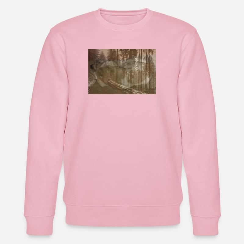 Hund verschmolzen in winterlichem Pfad - Stanley/Stella Unisex Bio-Sweatshirt CHANGER  - Hellrosa