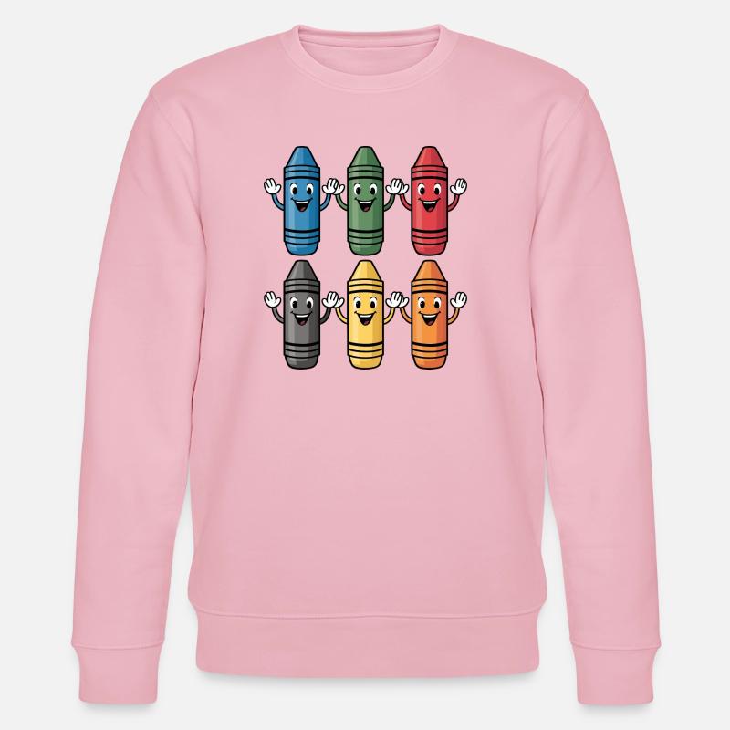 Bunter lächelnder Buntstift-Charakter - Stanley/Stella Unisex Bio-Sweatshirt CHANGER  - Hellrosa