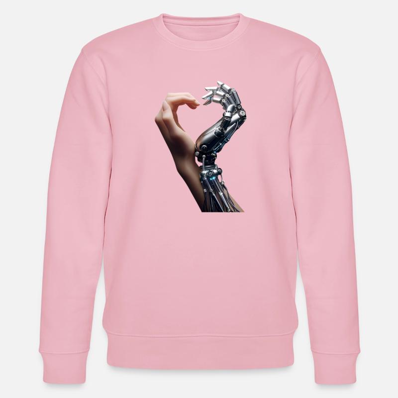 Mensch Roboter Love Hands - Stanley/Stella Unisex Bio-Sweatshirt CHANGER  - Hellrosa