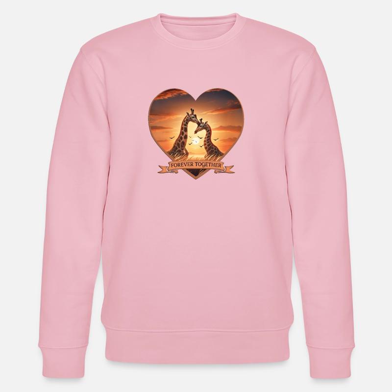 Forever Together: Herz-Design mit Giraffen - Stanley/Stella Unisex Bio-Sweatshirt CHANGER  - Hellrosa