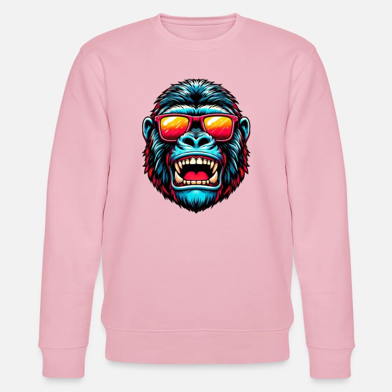 Gorillas mit Sonnenbrille - Stanley/Stella Unisex Bio-Sweatshirt CHANGER  - Hellrosa
