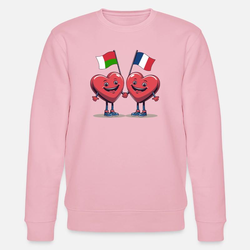 Madagaskar und Frankreich Herzen - Stanley/Stella Unisex Bio-Sweatshirt CHANGER  - Hellrosa