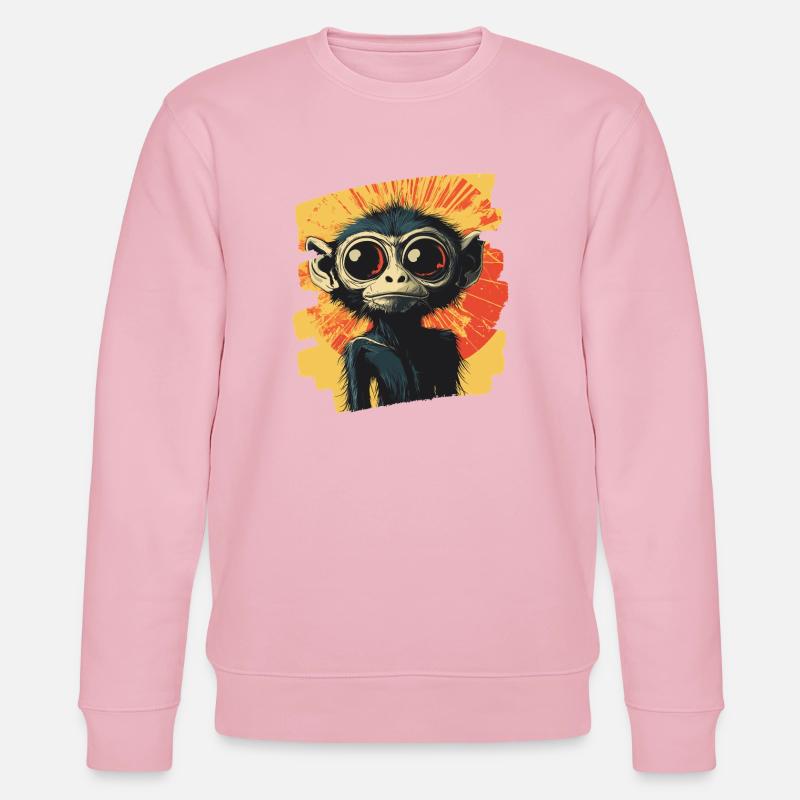 Singe araignée rétro - Sweat bio CHANGER Stanley/Stella Unisexe - rose pâle