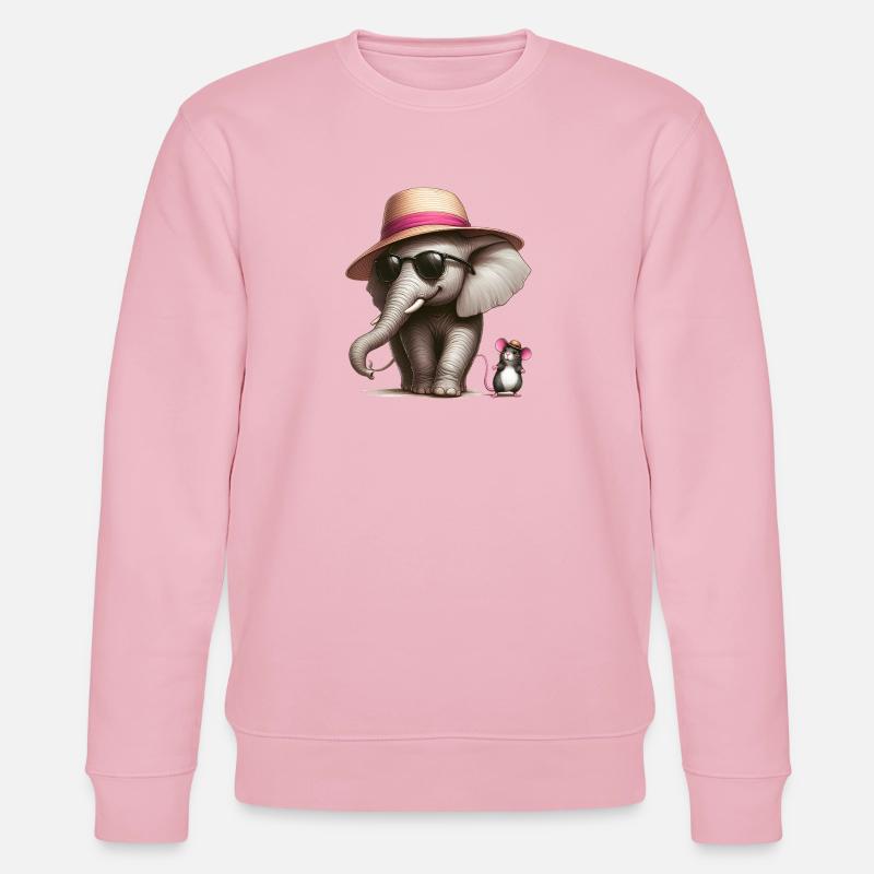 Elefant mit Maus - Stanley/Stella Unisex Bio-Sweatshirt CHANGER  - Hellrosa