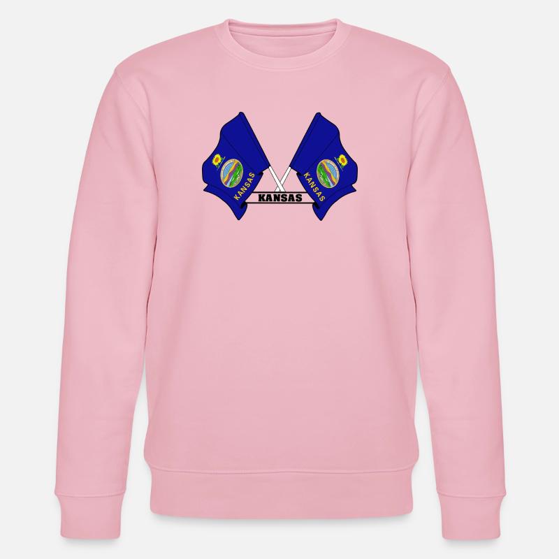 Zwei Flaggen mit dem Text KANSAS - Stanley/Stella Unisex Bio-Sweatshirt CHANGER  - Hellrosa