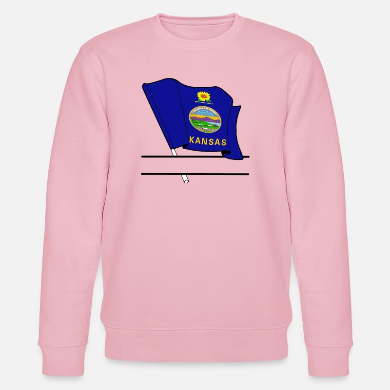 Drapeau Kansas bannière de texte - Sweat bio CHANGER Stanley/Stella Unisexe - rose pâle