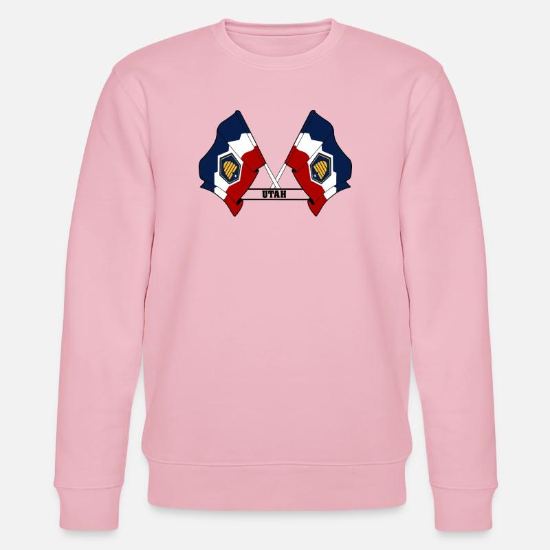 Two flags text UTAH - Stanley/Stella CHANGER Unisex Organic Sweatshirt - cotton pink