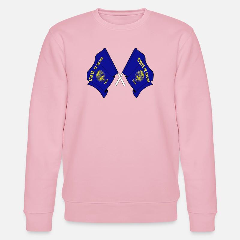 Two flags crossed Oregon - Stanley/Stella CHANGER Unisex Organic Sweatshirt - cotton pink