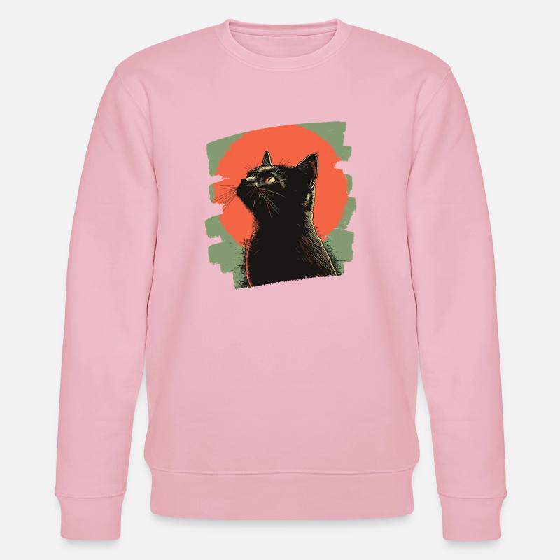 Schwarze Katze - Stanley/Stella Unisex Bio-Sweatshirt CHANGER  - Hellrosa