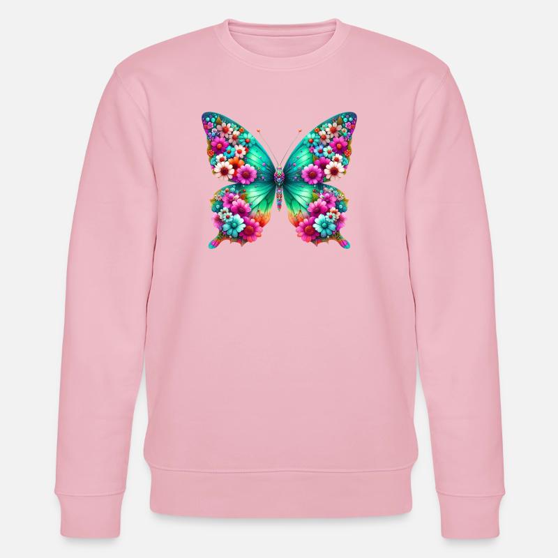 Schmetterling - Stanley/Stella Unisex Bio-Sweatshirt CHANGER  - Hellrosa