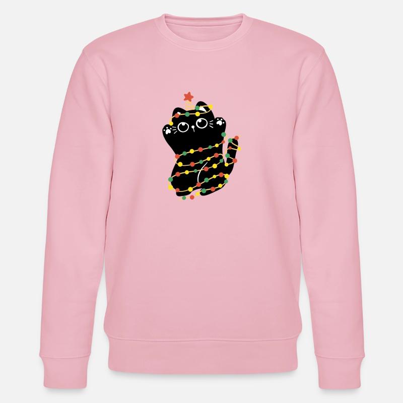 Weihnachtsbeleuchtung Katze - Stanley/Stella Unisex Bio-Sweatshirt CHANGER  - Hellrosa