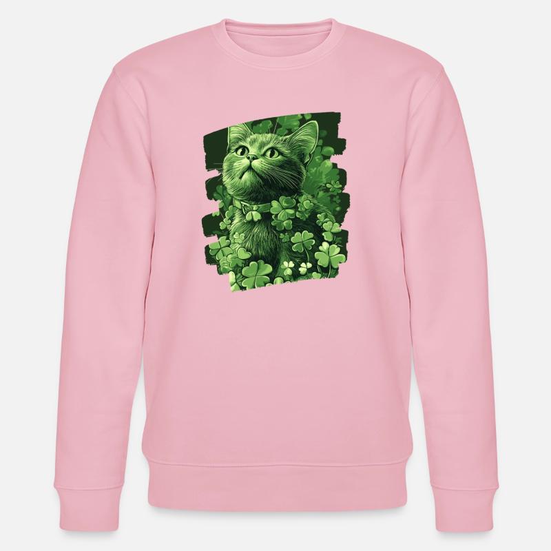 St Patricks day Katze - Stanley/Stella Unisex Bio-Sweatshirt CHANGER  - Hellrosa