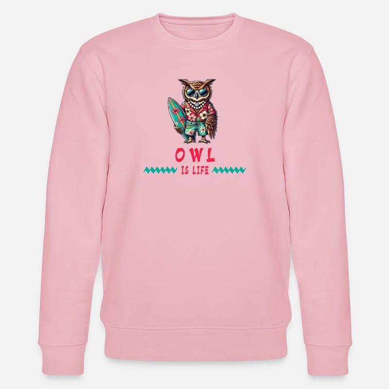 Eule ist Leben - Surfer Eule - Stanley/Stella Unisex Bio-Sweatshirt CHANGER  - Hellrosa