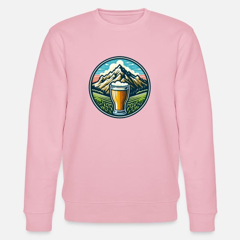 Bergblick mit Bierglas Motiv - Stanley/Stella Unisex Bio-Sweatshirt CHANGER  - Hellrosa
