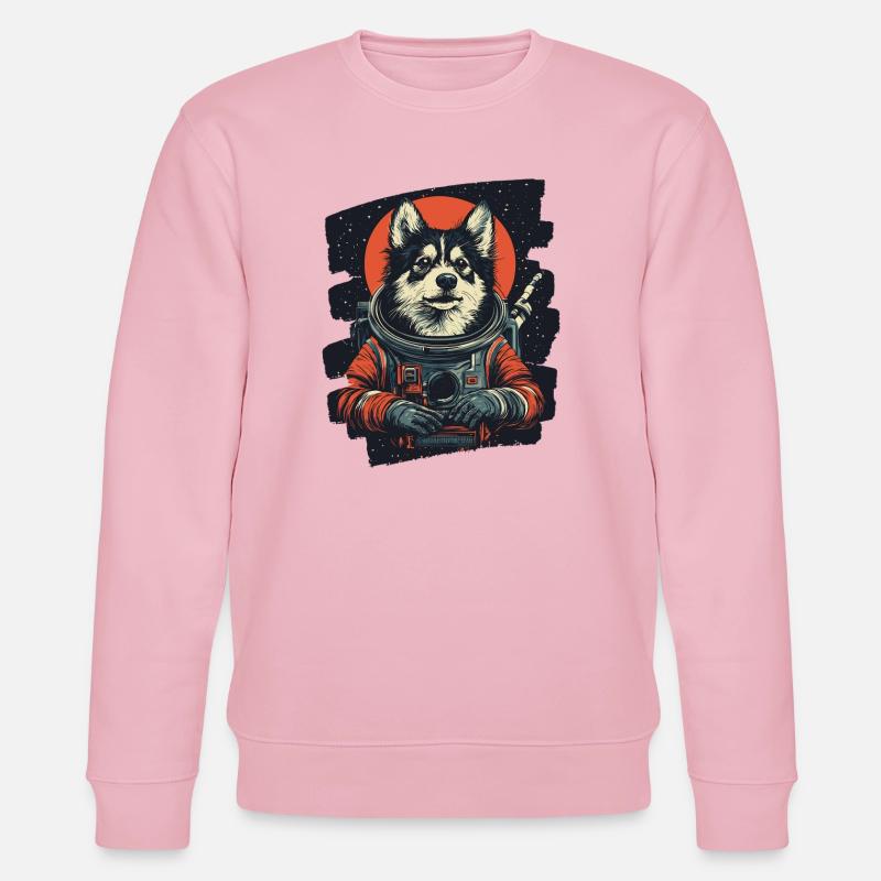 Husky Astronaut - Stanley/Stella Unisex Bio-Sweatshirt CHANGER  - Hellrosa
