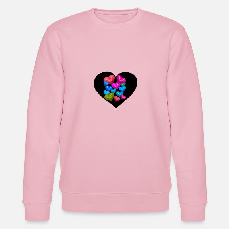 Herz Herzen Glücksbringer Liebe Valentin - Stanley/Stella Unisex Bio-Sweatshirt CHANGER  - Hellrosa