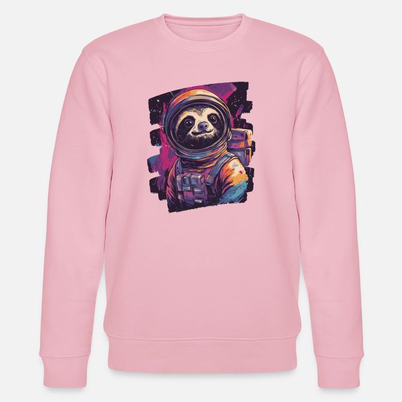 Faultier Astronaut - Stanley/Stella Unisex Bio-Sweatshirt CHANGER  - Hellrosa