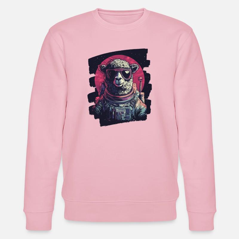 Lama Astronaut - Stanley/Stella Unisex Bio-Sweatshirt CHANGER  - Hellrosa