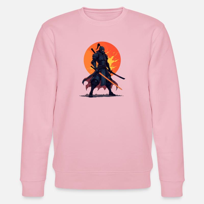 Dunkler Ninja-Krieger mit feuriger Klinge - Stanley/Stella Unisex Bio-Sweatshirt CHANGER  - Hellrosa
