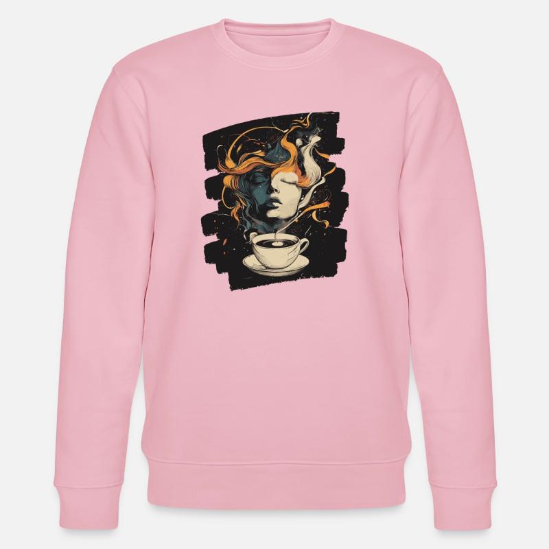 Kaffee Coffee Kaffeeliebhaber - Stanley/Stella Unisex Bio-Sweatshirt CHANGER  - Hellrosa