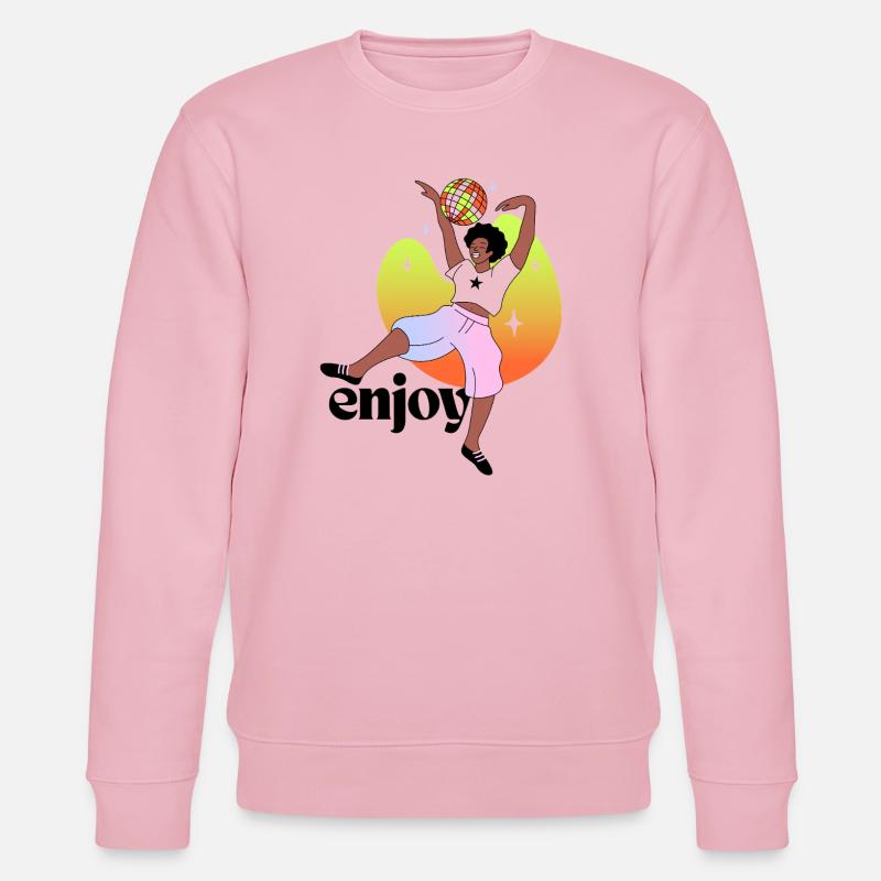 Joyful Disco Dancing Illustration - Stanley/Stella CHANGER Unisex Organic Sweatshirt - cotton pink
