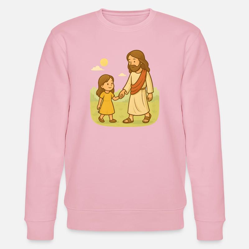 Walk with Jesus (Mädchen) - Stanley/Stella Unisex Bio-Sweatshirt CHANGER  - Hellrosa