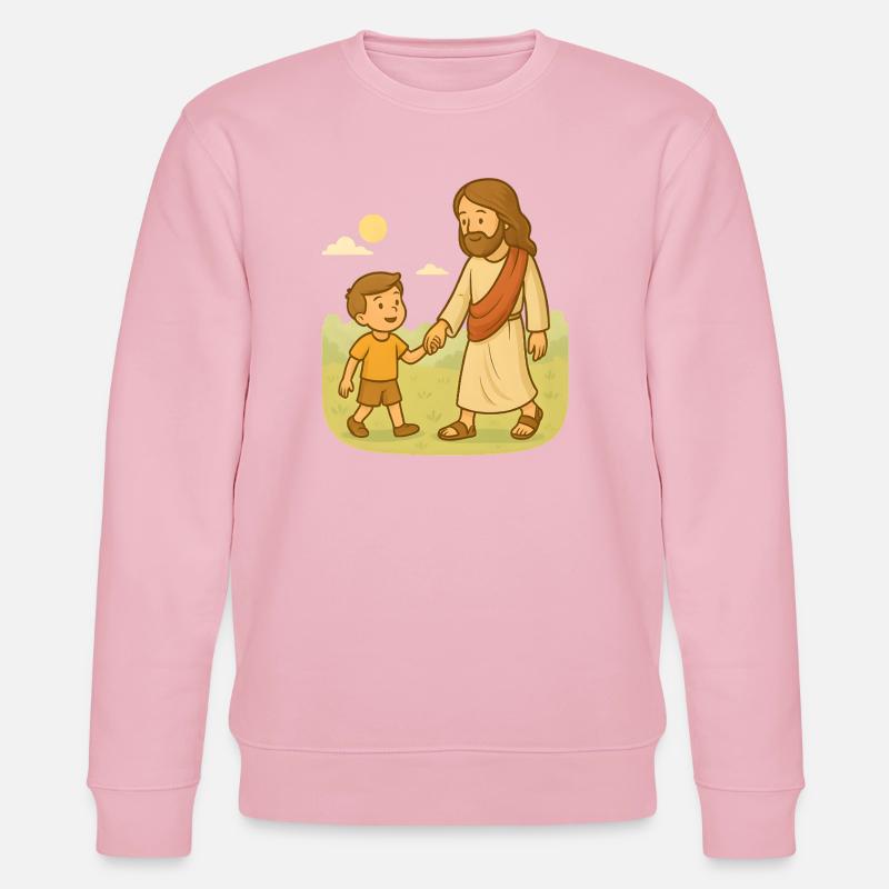 Mit Jesus gehen (Junge) - Stanley/Stella Unisex Bio-Sweatshirt CHANGER - Hellrosa