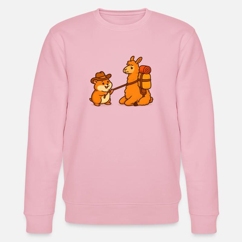 Widerspenstiges sitzendes Lama - Stanley/Stella Unisex Bio-Sweatshirt CHANGER  - Hellrosa