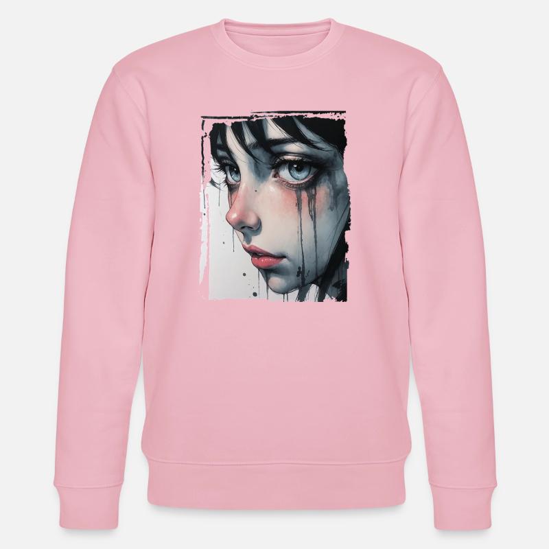Anime Mädchen mit Tränen - Stanley/Stella Unisex Bio-Sweatshirt CHANGER  - Hellrosa