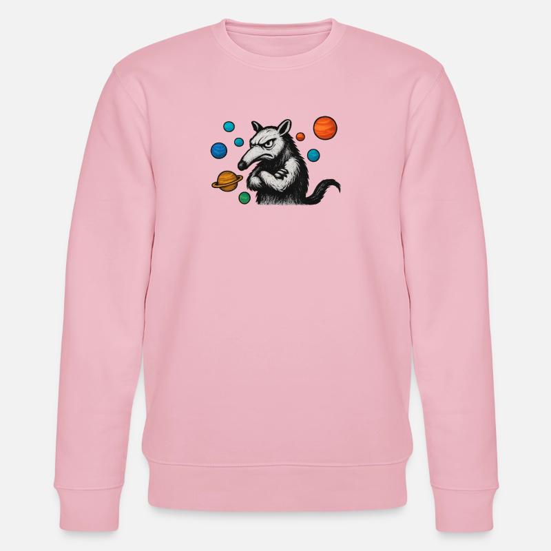 Ameisenbär mit Planeten - Stanley/Stella Unisex Bio-Sweatshirt CHANGER  - Hellrosa