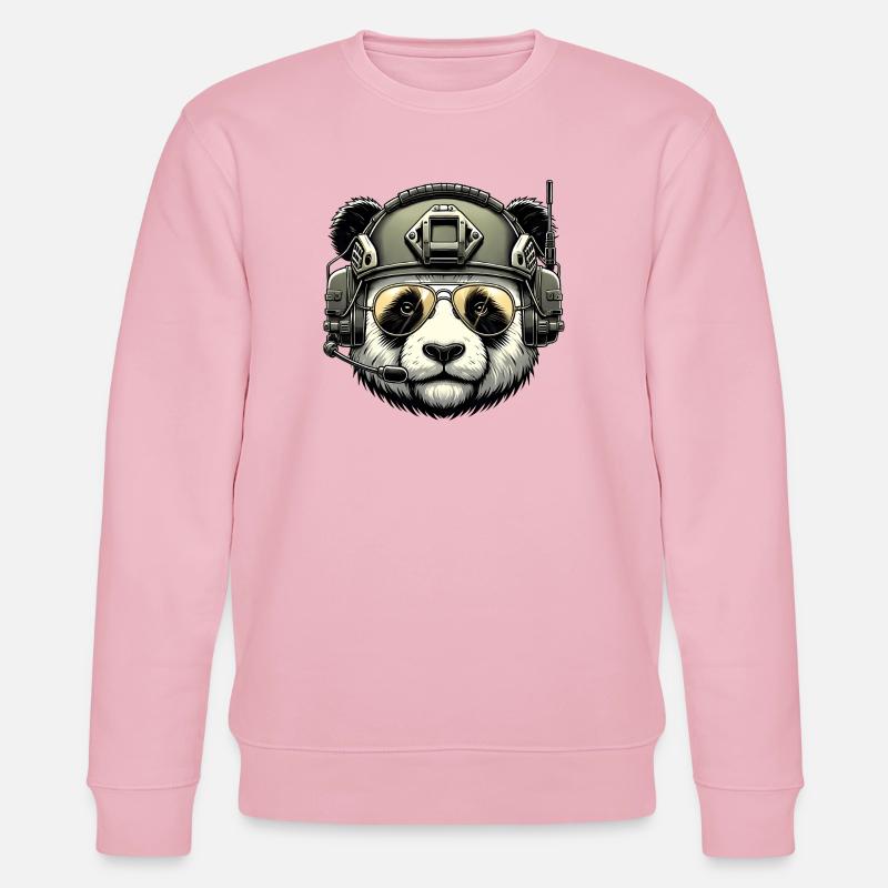 Panda Military Army Design - Stanley/Stella CHANGER Unisex Organic Sweatshirt - cotton pink